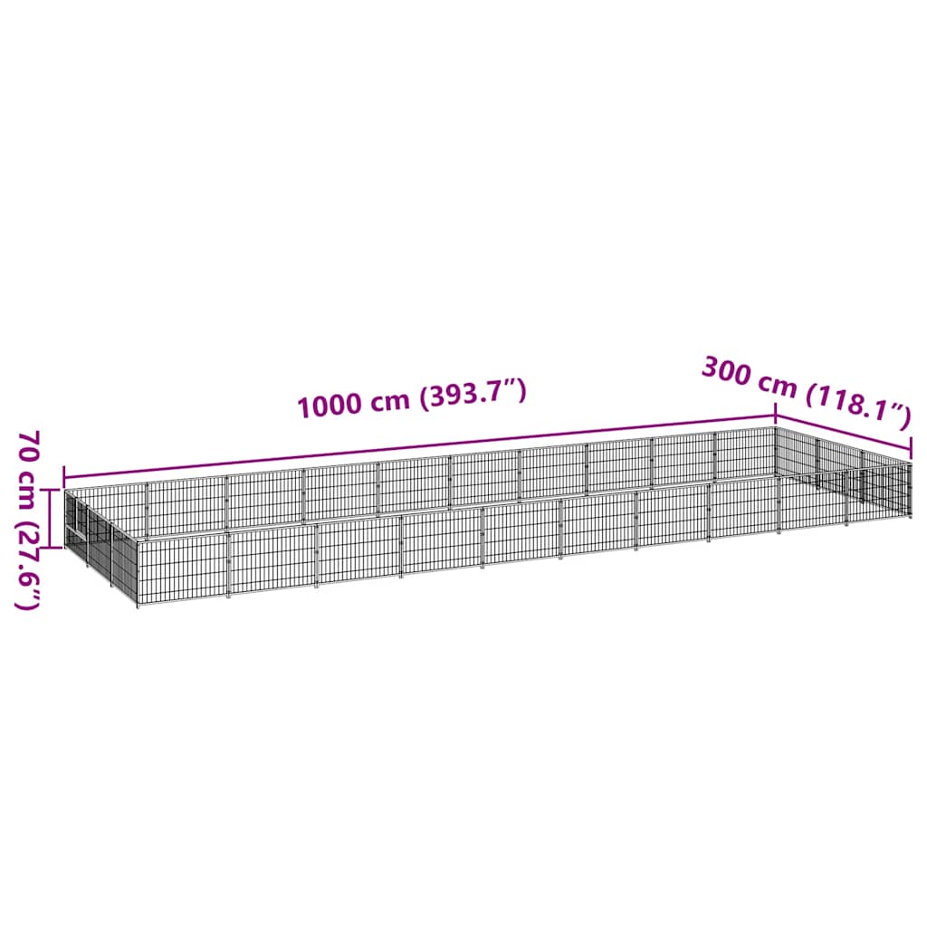 Hundezwinger Schwarz 30 m² Stahl