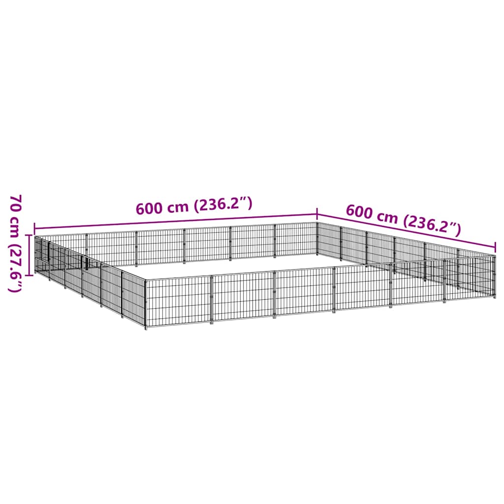 Hundezwinger Schwarz 36 m² Stahl