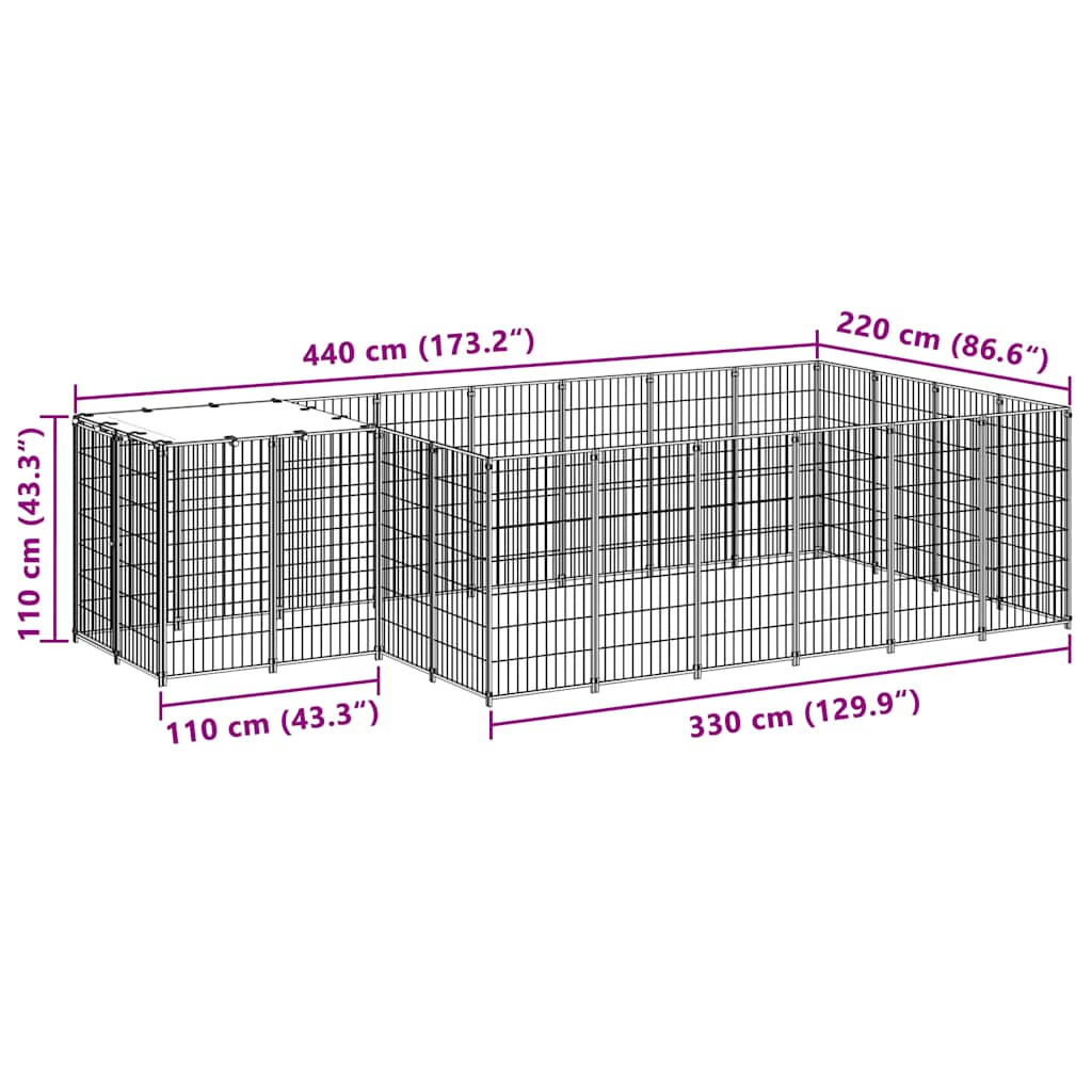 Hundezwinger Schwarz 8,47 m² Stahl