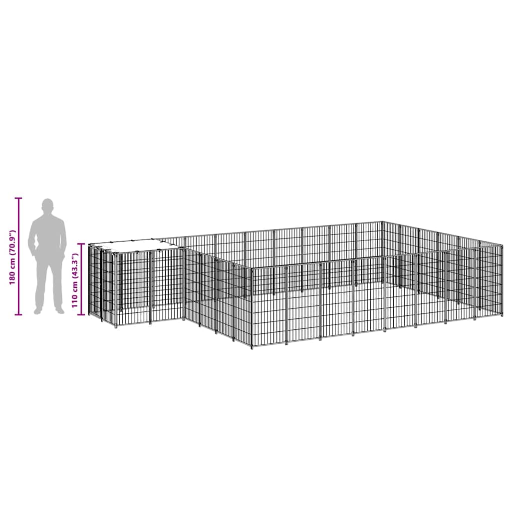 Hundezwinger Schwarz 15,73 m² Stahl