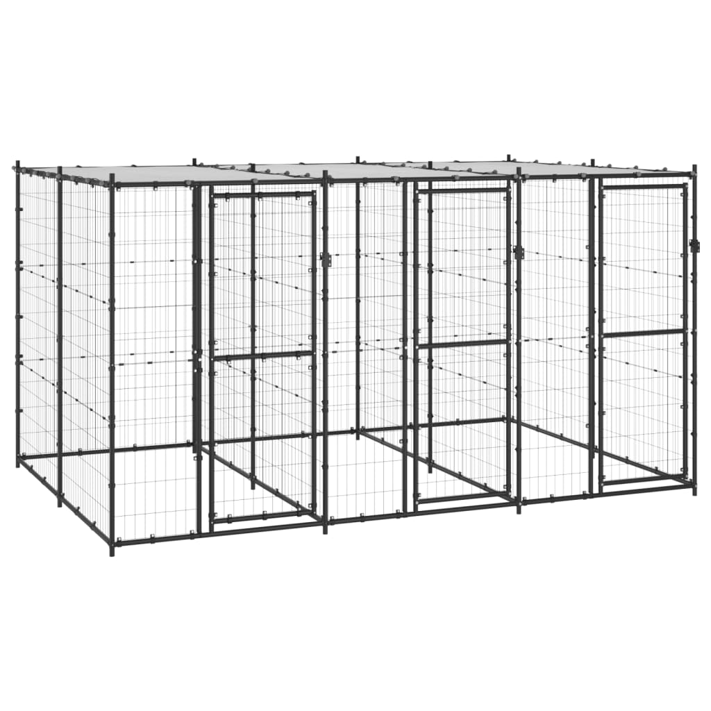Outdoor-Hundezwinger Stahl mit Überdachung 7,26 m²