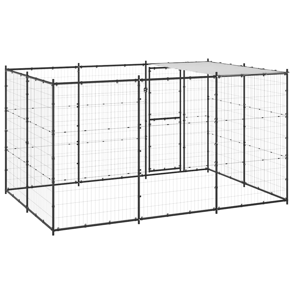 Outdoor-Hundezwinger mit Überdachung Stahl 7,26 m²