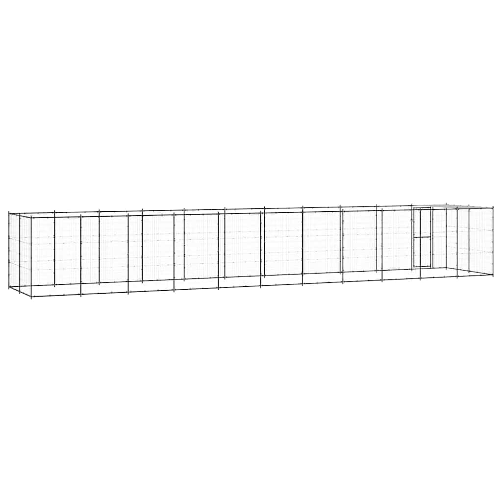 Outdoor-Hundezwinger mit Überdachung Stahl 26,62 m²