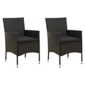 Gartenstühle mit Sitzpolster 2 Stk. Poly Rattan Schwarz