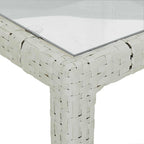 Gartentisch 90x90x75 cm Gehärtetes Glas Poly Rattan Weiß
