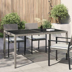 Gartentisch 150x90x75 cm Hartglas und Poly Rattan Grau