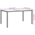 Gartentisch 150x90x75 cm Gehärtetes Glas Poly Rattan Weiß