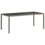 Gartentisch Grau 190x90x75 cm Gehärtetes Glas und Poly Rattan