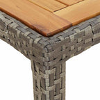 Gartentisch 190x90x75 cm Poly Rattan und Akazienholz Grau