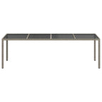 Gartentisch Grau 250x100x75 cm Hartglas und Poly Rattan