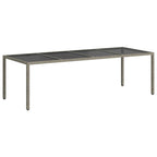 Gartentisch Grau 250x100x75 cm Hartglas und Poly Rattan