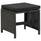 Gartenhocker mit Kissen 2 Stk. Poly Rattan Schwarz