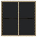 Gartentisch Beige 109x107x74 cm Poly Rattan und Glas