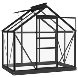 vidaXL Glas Gewächshaus Anthrazit 155x103x191 cm Aluminium