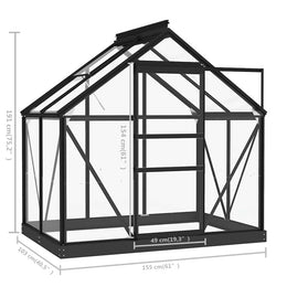 vidaXL Glas Gewächshaus Anthrazit 155x103x191 cm Aluminium