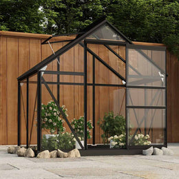 vidaXL Glas Gewächshaus Anthrazit 155x103x191 cm Aluminium