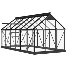 vidaXL Glas Gewächshaus Anthrazit 155x298x191 cm Aluminium