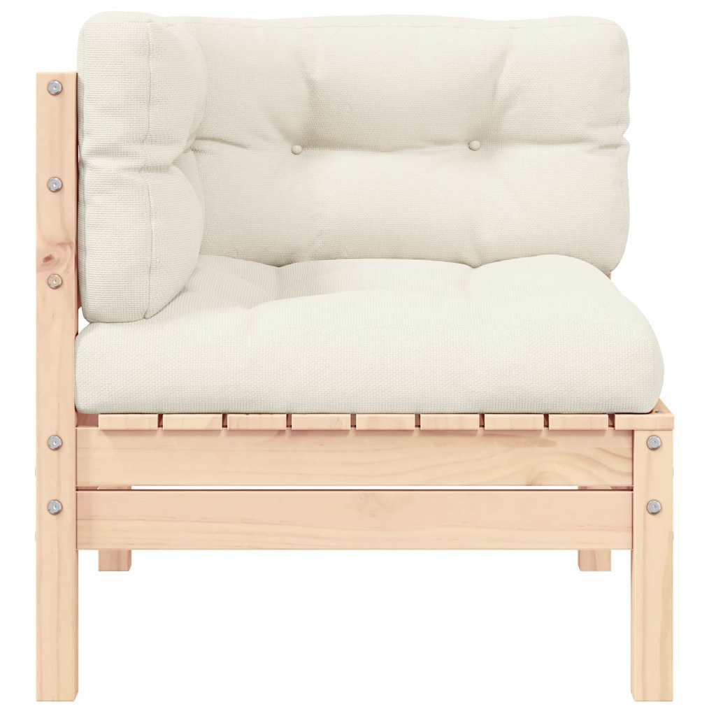 Garten-Ecksofa mit Kissen in Creme Massivholz Kiefer