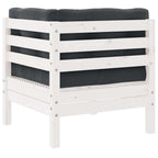 Garten-Ecksofa mit Kissen Weiß Massivholz Kiefer