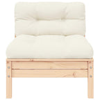 Garten-Mittelsofa mit Kissen in Creme Massivholz Kiefer