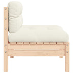 Garten-Mittelsofa mit Kissen in Creme Massivholz Kiefer