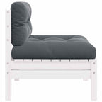Garten-Mittelsofa mit Kissen Weiß Massivholz Kiefer