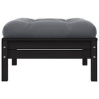 Gartenhocker mit Anthrazit Kissen Schwarz Massivholz Kiefer