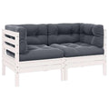 Gartensofa 2-Sitzer mit Kissen in Weiß Massivholz Kiefer