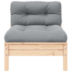 2-Sitzer-Gartensofa mit Grauen Kissen Massivholz Kiefer