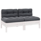 2-Sitzer-Gartensofa mit Kissen Weiß Massivholz Kiefer