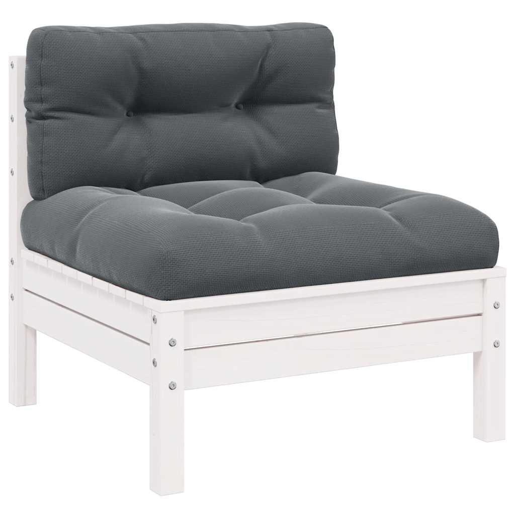 2-Sitzer-Gartensofa mit Kissen Weiß Massivholz Kiefer