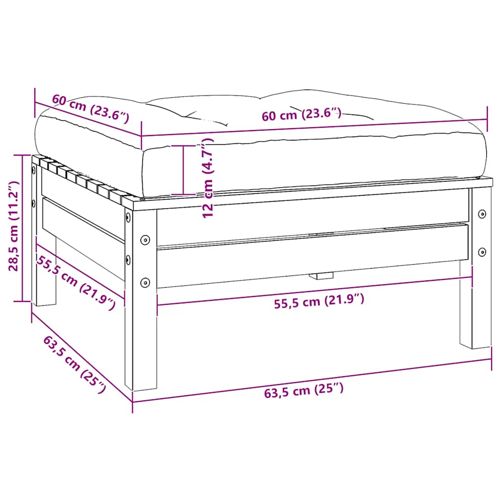 2-Sitzer-Gartensofa mit Kissen Weiß Massivholz Kiefer
