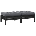 Gartensofa 2-Sitzer mit Kissen in Schwarz Massivholz Kiefer
