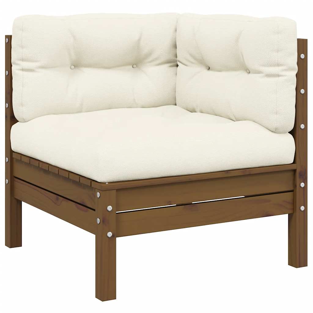 3-tlg. Garten-Lounge-Set mit Creme Kissen Massivholz Kiefer