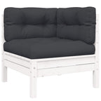 3-tlg. Garten-Lounge-Set mit Kissen in Weiß Kiefer Massivholz