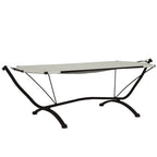 Outdoor-Loungebett mit Dach Creme Stahl und Oxford-Stoff