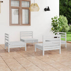 4-tlg. Garten-Lounge-Set Weiß Kiefer Massivholz