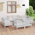 9-tlg. Garten-Lounge-Set Weiß Kiefer Massivholz