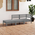 3-tlg. Garten-Lounge-Set Grau Massivholz Kiefer
