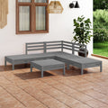 6-tlg. Garten-Lounge-Set Massivholz Kiefer Grau