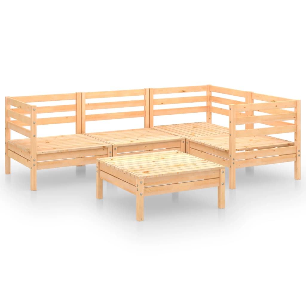 5-tlg. Garten-Lounge-Set Massivholz Kiefer