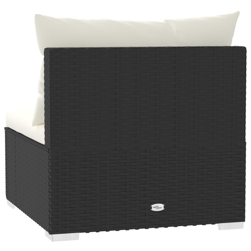 3-Sitzer-Sofa mit Kissen Schwarz Poly Rattan