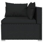 4-tlg. Garten-Lounge-Set mit Auflagen Schwarz Poly Rattan