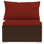 3-Sitzer-Sofa mit Kissen Braun Poly Rattan