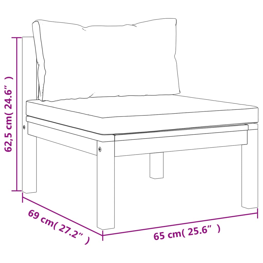 4-Sitzer-Gartensofa mit Kissen Massivholz Akazie
