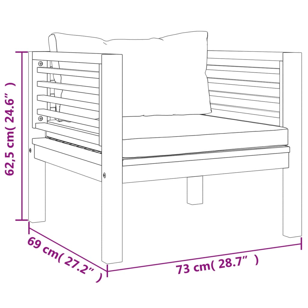 7-tlg. Garten-Lounge-Set mit Auflage Massivholz Akazie