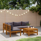 5-tlg. Garten-Lounge-Set mit Auflage Massivholz Akazie