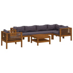 7-tlg. Garten-Lounge-Set mit Auflage Massivholz Akazie
