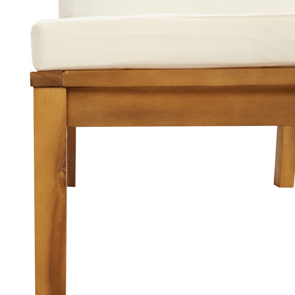 4-Sitzer-Gartensofa mit Creme Kissen Massivholz Akazie