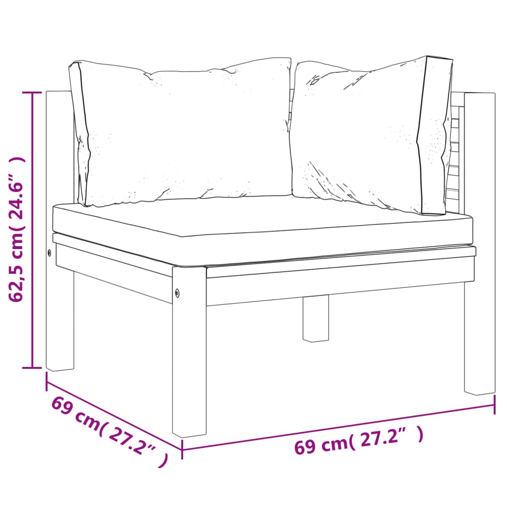 7-tlg. Garten-Lounge-Set mit Creme Kissen Massivholz Akazie